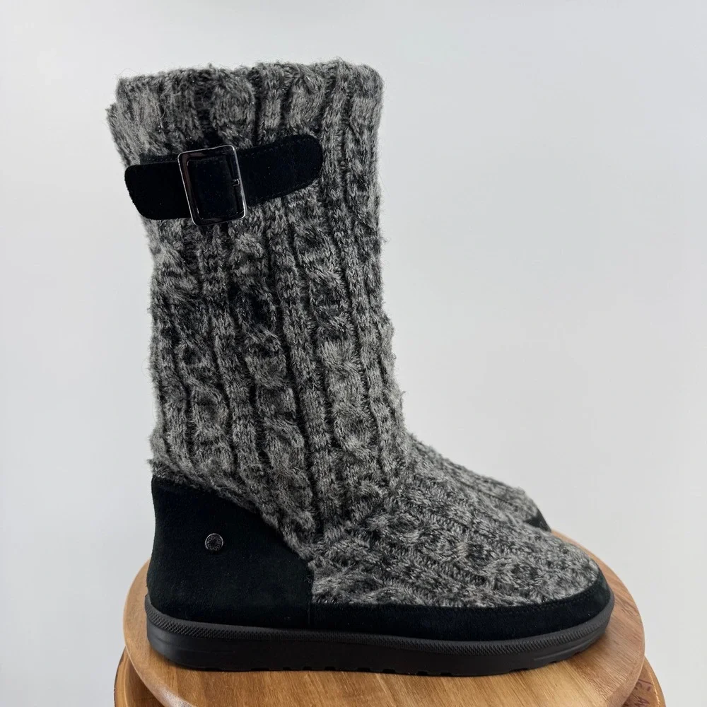ABEO Kenora Charcoal Cable Knit Suede Winter Boots Gray Black Women's Size 10‎